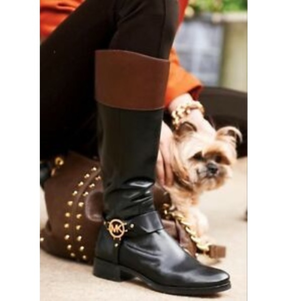 NIB Michael Kors Fulton Harness Leather Riding Boots 9.5